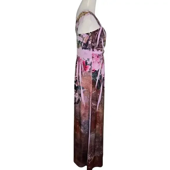 Vintage Y2K Fairy Regency Maxi Dress Purple Floral Forest Romantic Women Small - Picture 2 of 13